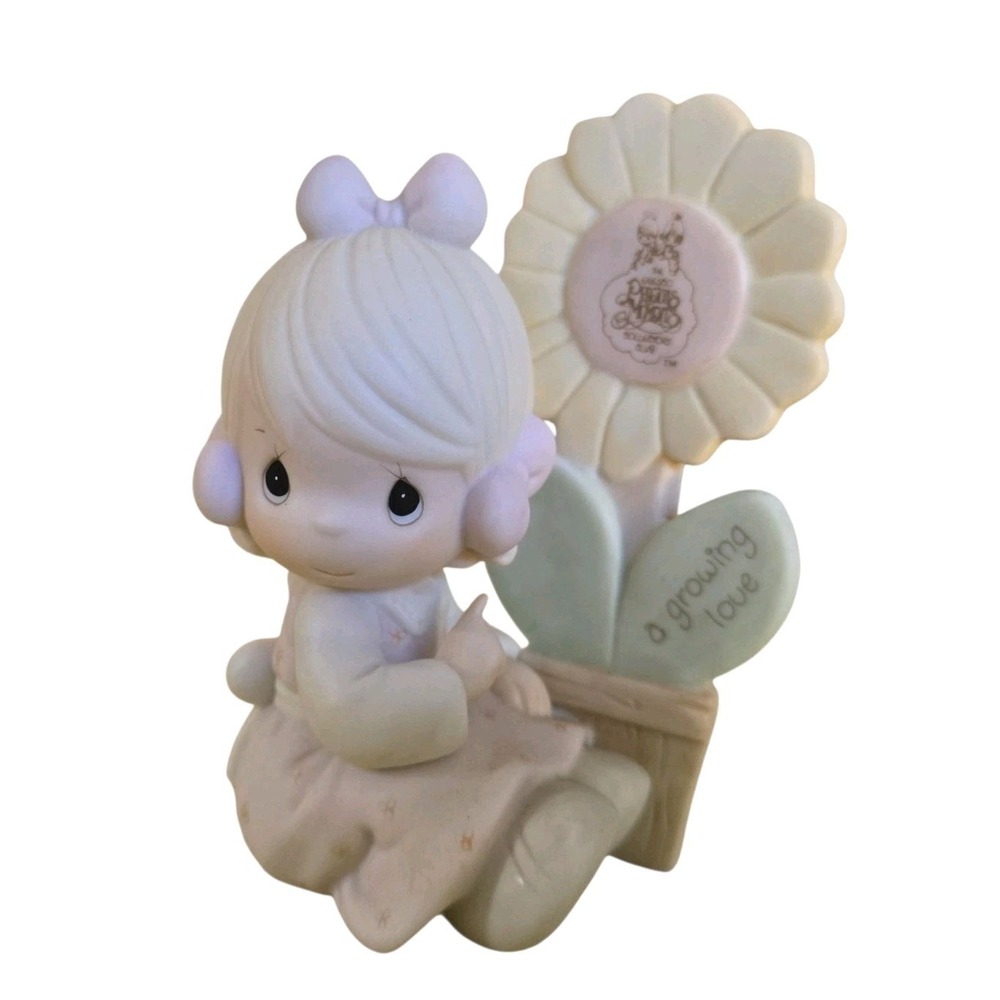 Precious Moments A Growing Love 1987 Porcelain Girl Figurine Flower Butcher